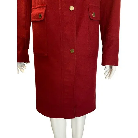 Talbots Wool Coat Size 16 Brick Red Peacoat Classic Zip Front Car Jacket - Picture 7 of 12